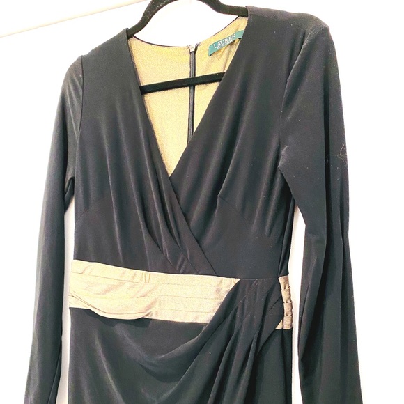 Black Ralph Lauren gown with gold trim - Picture 5 of 5